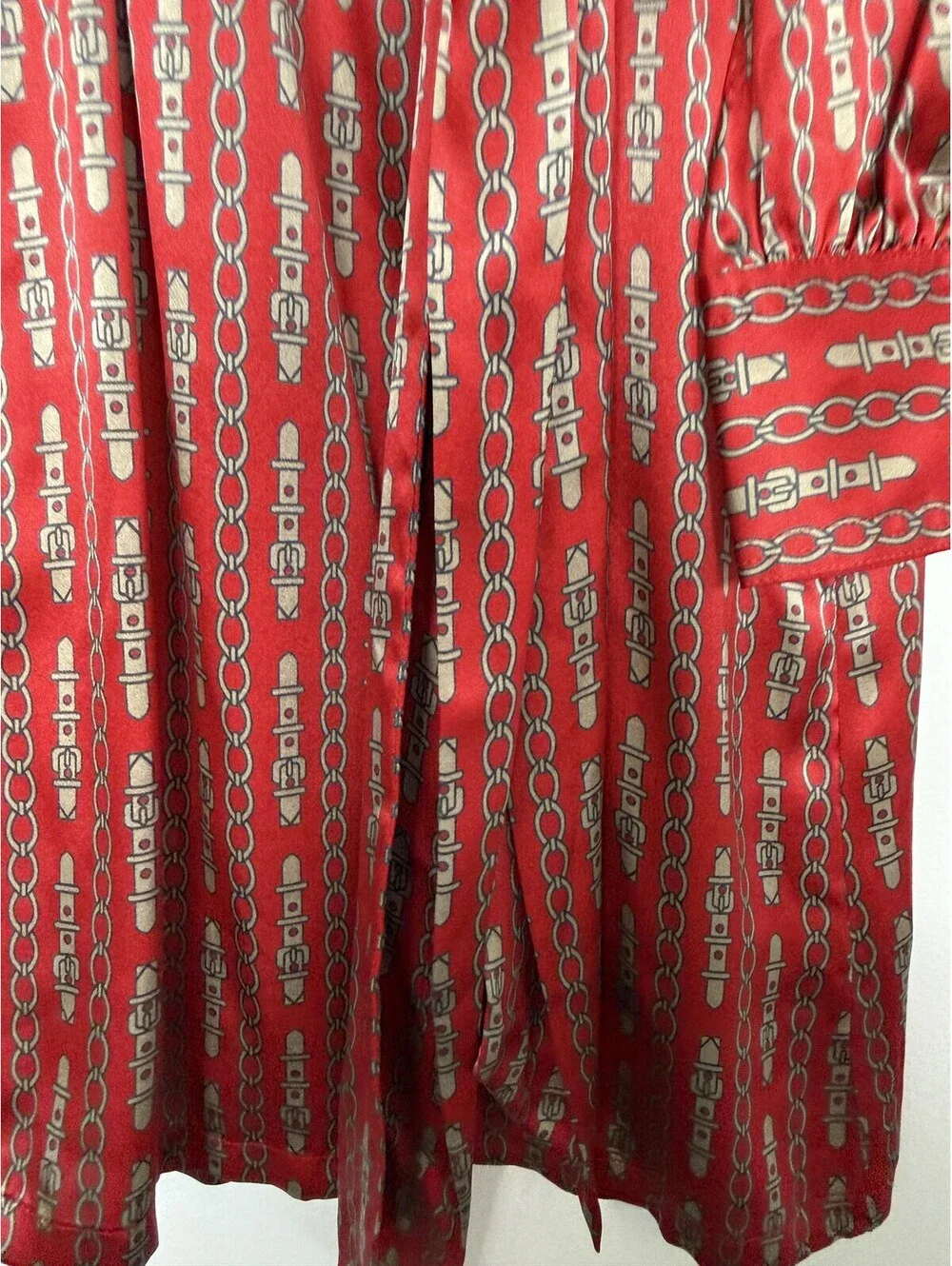 Vintage 90s Banana Republic 100% Silk Chain Print Blouse XS